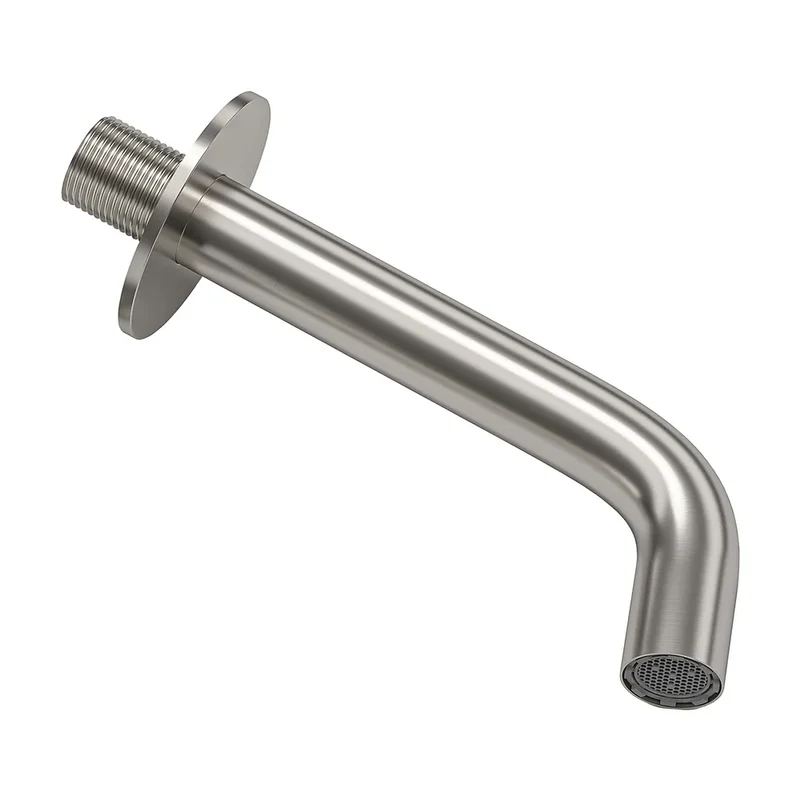 Caño redondo empotrado 21 cm acero cepillado para lavabo de Valaz
