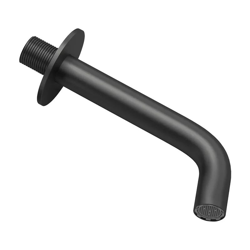 Caño redondo empotrado de 21 cm en negro mate para lavabo de Valaz