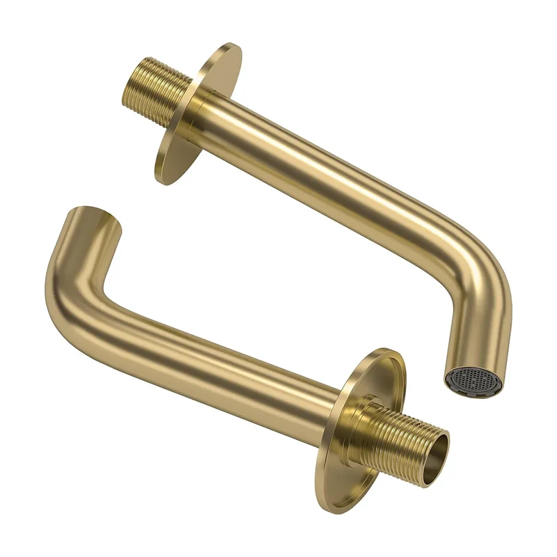 Caño redondo empotrado 15 cm oro mate con protección PVD para lavabo de Valaz