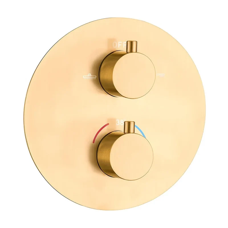 Cuerpo empotrado termostático de 2 vías diseño redondo en oro mate con protección PVD de Valaz