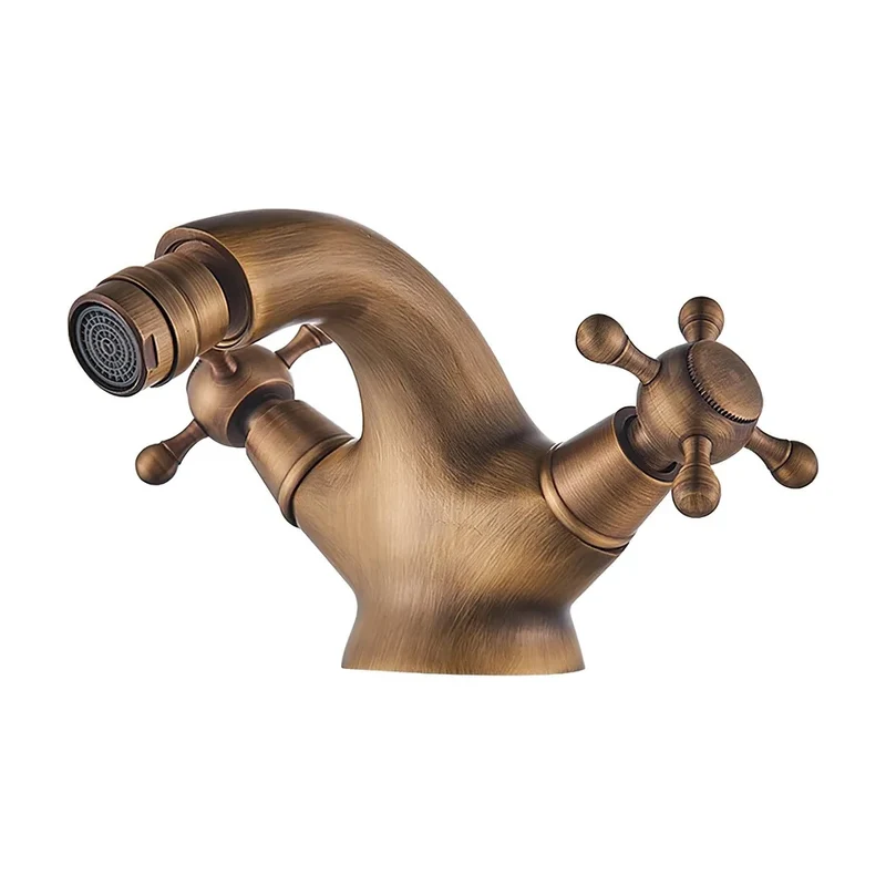 Grifo de bidé retro dorado envejecido bimando Adaja de Valaz