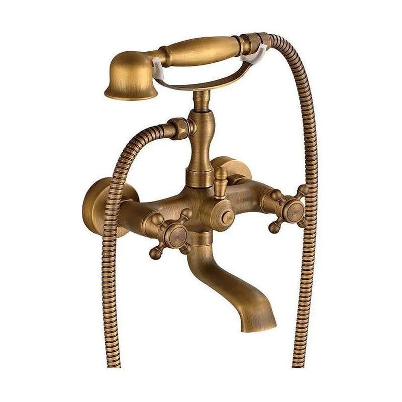 Griferia de banera retro dorado viejo bimando vintage con controles separados para agua fria y caliente Adaja de Valaz