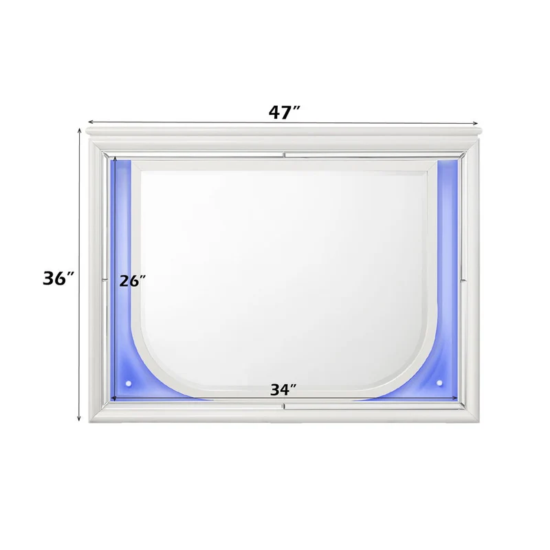 Tarian - Mirror With LED - Pearl White
