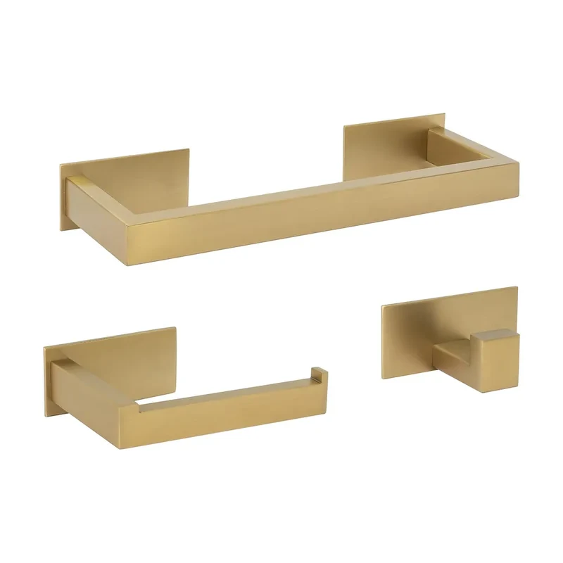 Accesorios de baño adhesivos sin taladro oro mate PVD toallero 30 cm Portarrollos y perchas Valaz