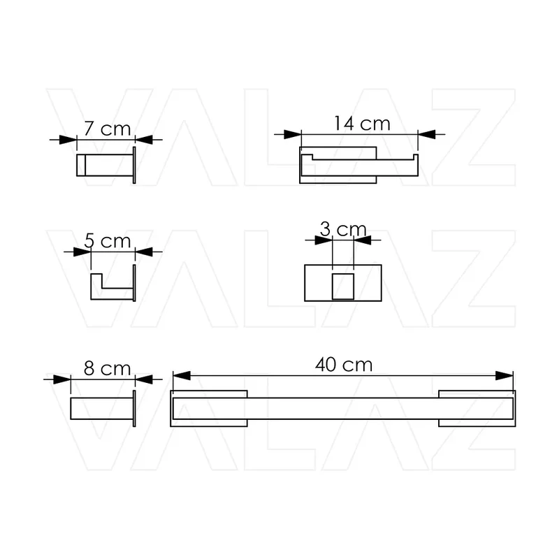 Set de Baño Adhesivo Oro Mate con Toallero y Portarrollos Valaz de 40cm
