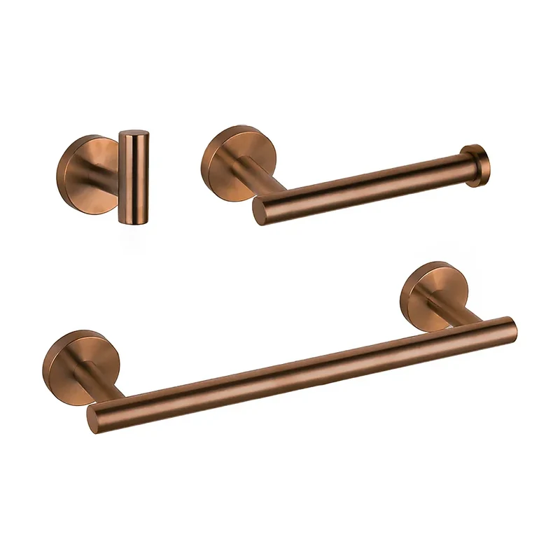 Set de Baño Oro Rosa Mate con Toallero y Portarrollos | Valaz