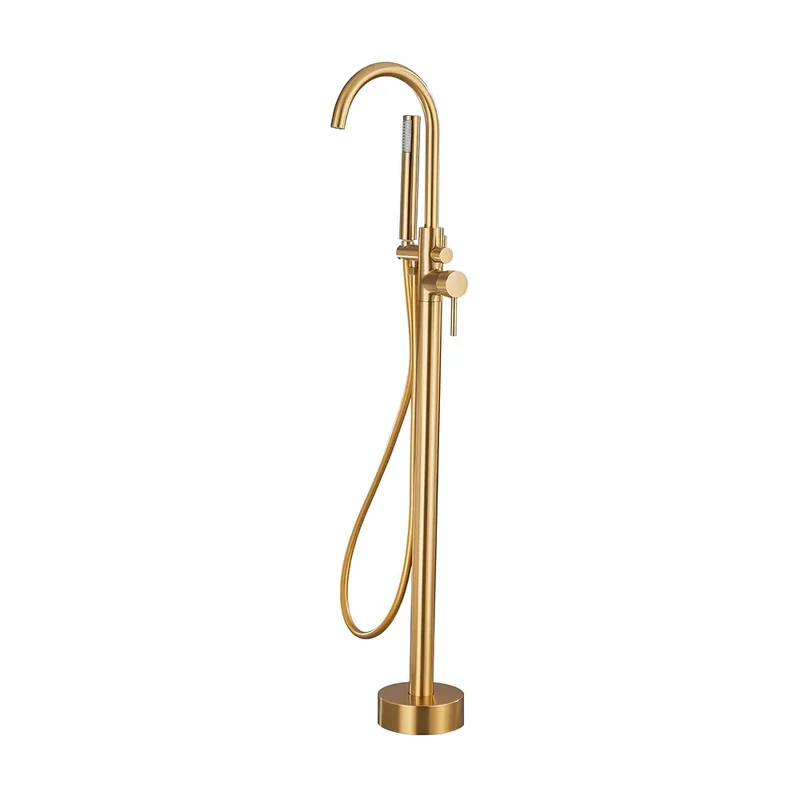 Grifo de bañera exenta redondo oro mate cepillado con protección PVD Ebro de Valaz