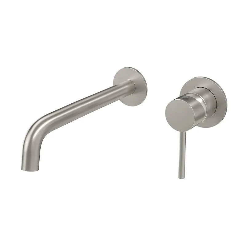 Grifo de lavabo empotrado monomando con caño de 26 cm en acero cepillado Deva de Valaz
