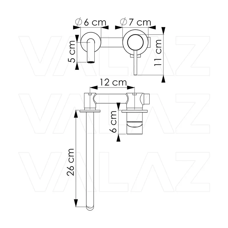 Grifo de lavabo empotrado monomando con caño de 26 cm en acero cepillado Deva de Valaz