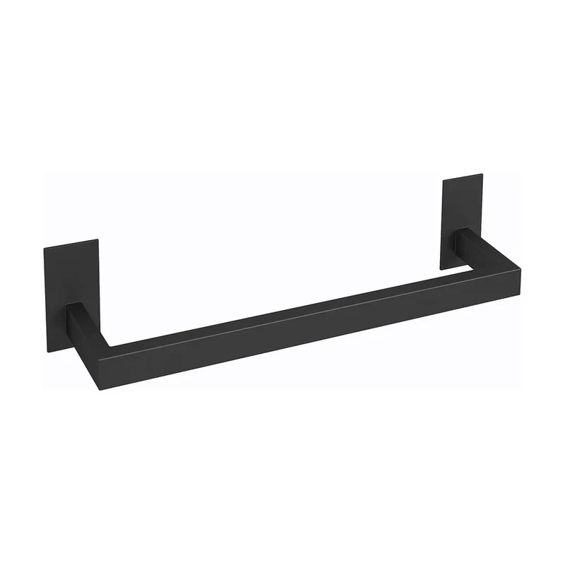Toallero adhesivo cuadrado 37 cm negro mate para baño de Valaz
