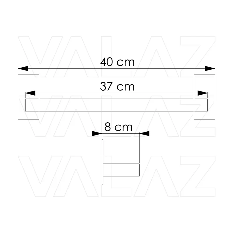 Toallero adhesivo sin taladro cuadrado 37 cm cromado para baño de Valaz