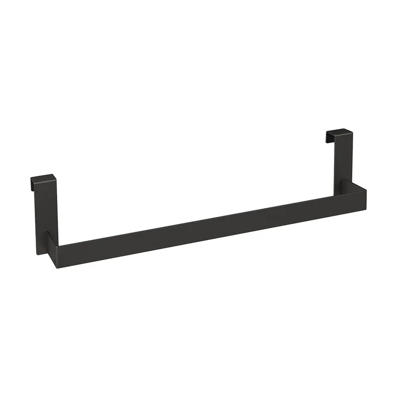 Toallero de diseño cuadrado con acabado negro mate de metal con instalacion de colgar de Valaz