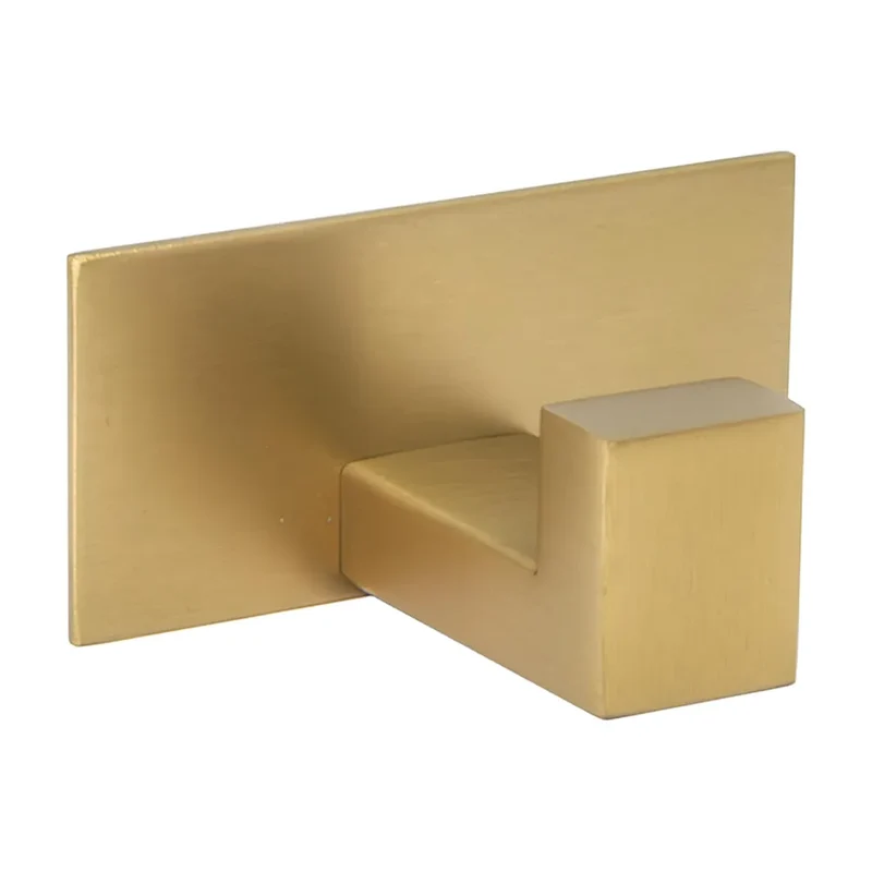 Percha cuadrada con adhesivo diseño elegante acabado oro mate con protección PVD de Valaz
