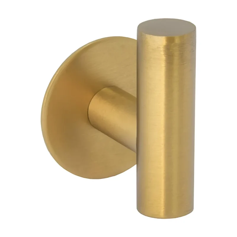 Percha diseño minimalista con acabado oro mate y protección PVD adhesiva sin taladro de Valaz