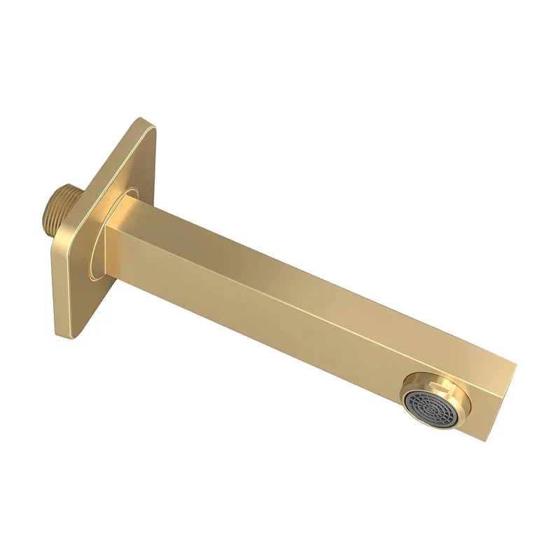 Caño cuadrado de diseño moderno en dorado cepillado de 15 cm, rosca 1/2 de Valaz
