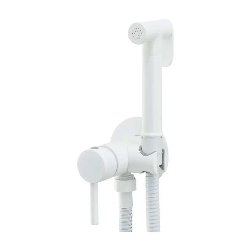 Grifo de bidet empotrado redondo de dos vías, agua fría y caliente, en blanco Guadiana de Valaz