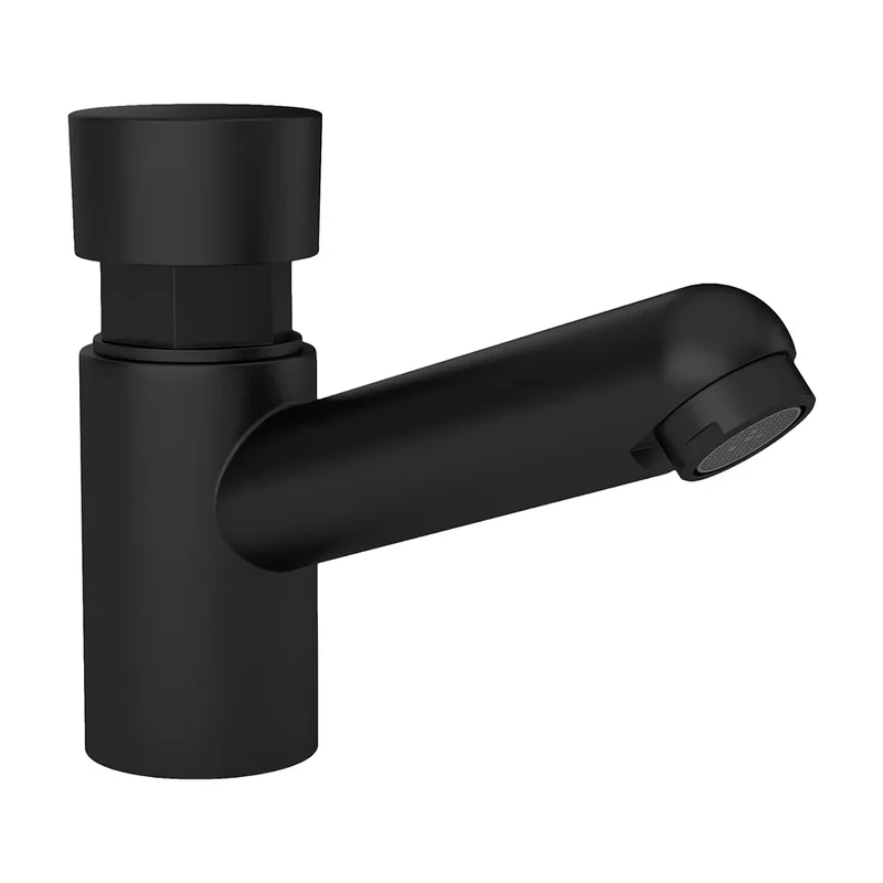 Grifo de lavabo bajo con pulsador temporizador en negro mate Navia de Valaz