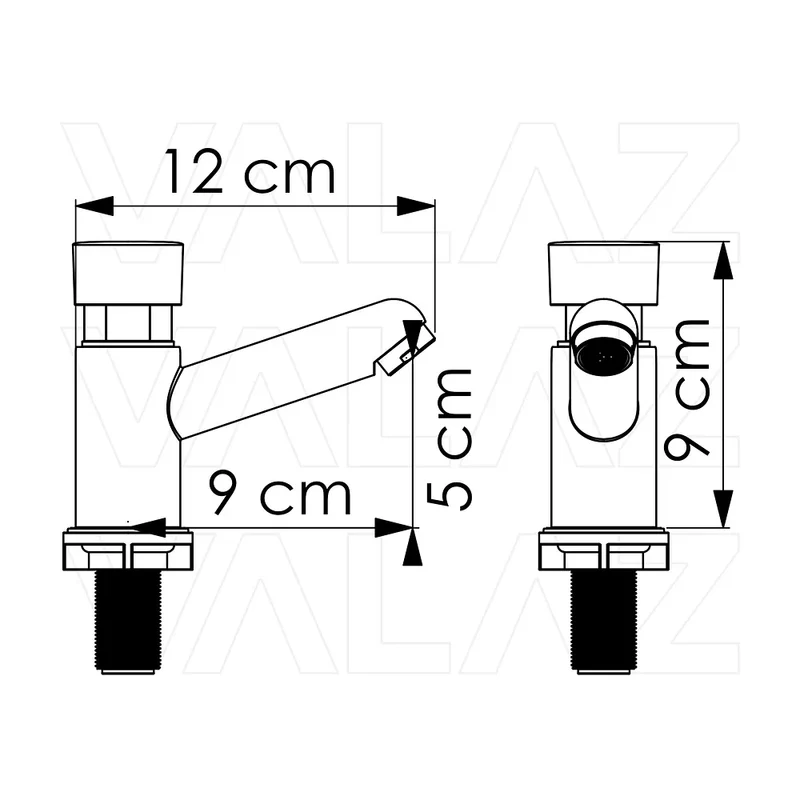 Grifo de lavabo bajo con pulsador temporizador en negro mate Navia de Valaz