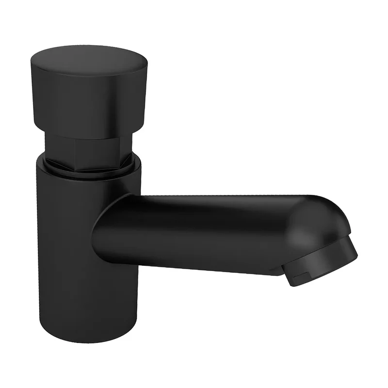 Grifo de lavabo bajo con pulsador temporizador en negro mate Navia de Valaz