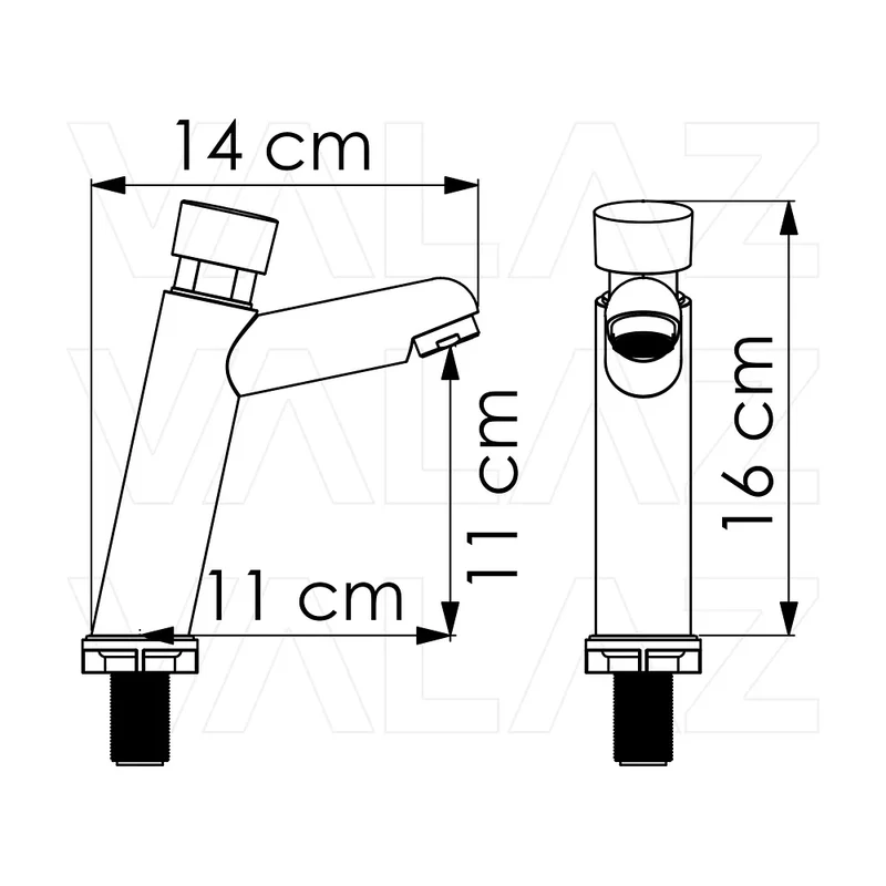 Grifo de lavabo con pulsador temporizador en negro mate Navia de Valaz