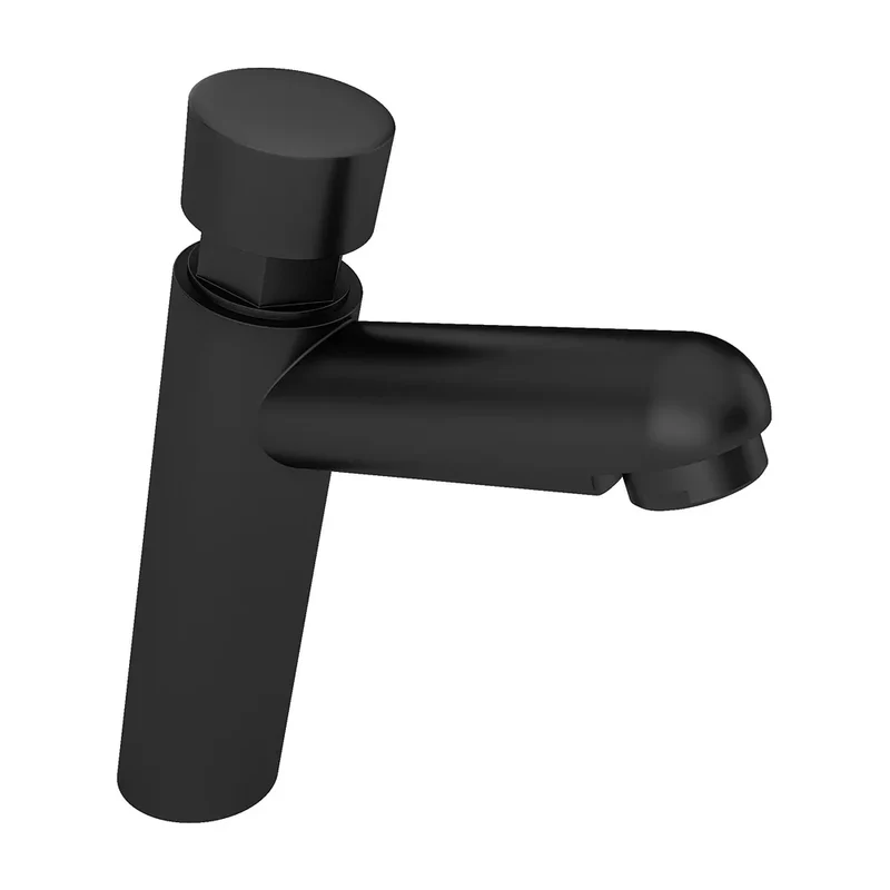 Grifo de lavabo con pulsador temporizador en negro mate Navia de Valaz