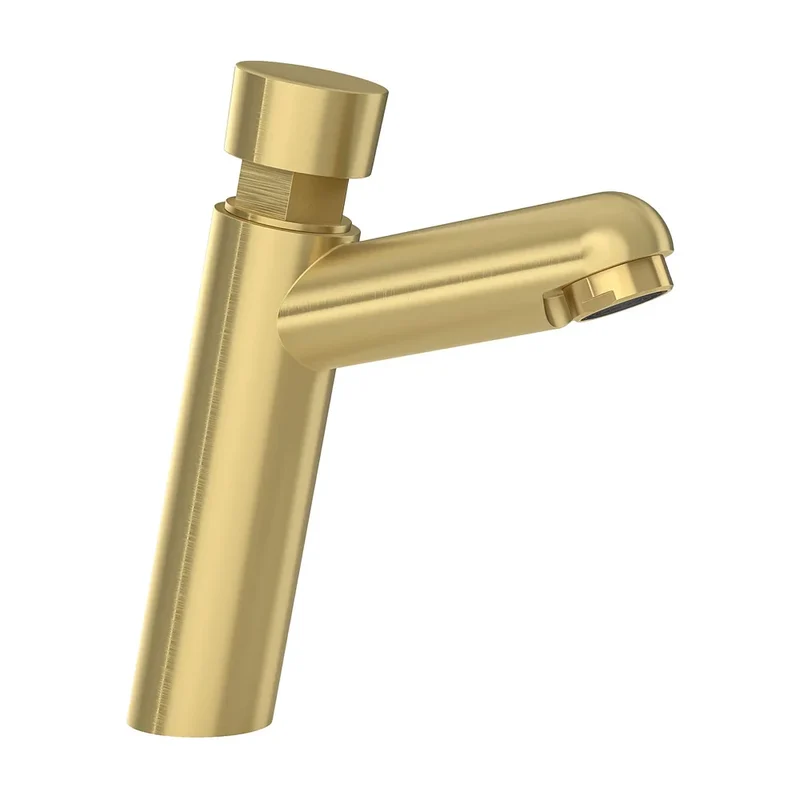 Grifo de lavabo con pulsador temporizador en oro mate con protección PVD Navia de Valaz