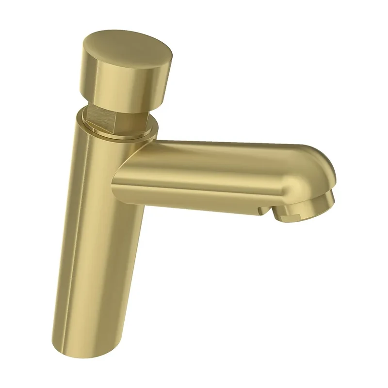 Grifo de lavabo con pulsador temporizador en oro mate con protección PVD Navia de Valaz