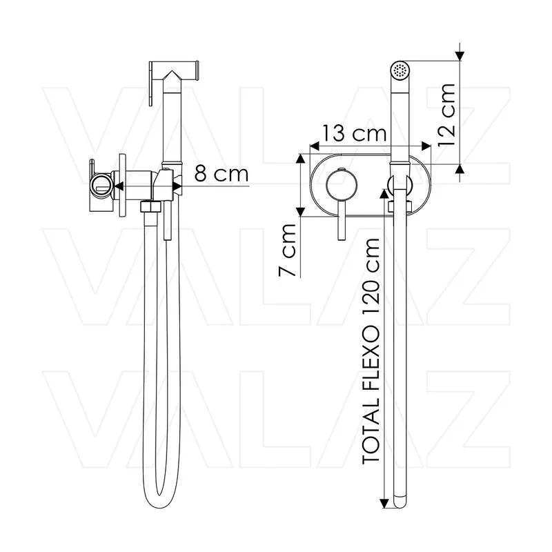 Grifo de bidet empotrado 2 vías redondo oro mate Jucar de Valaz