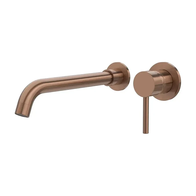 Grifo de lavabo empotrado monomando de 26 cm en oro rosa cepillado Guadiana de Valaz