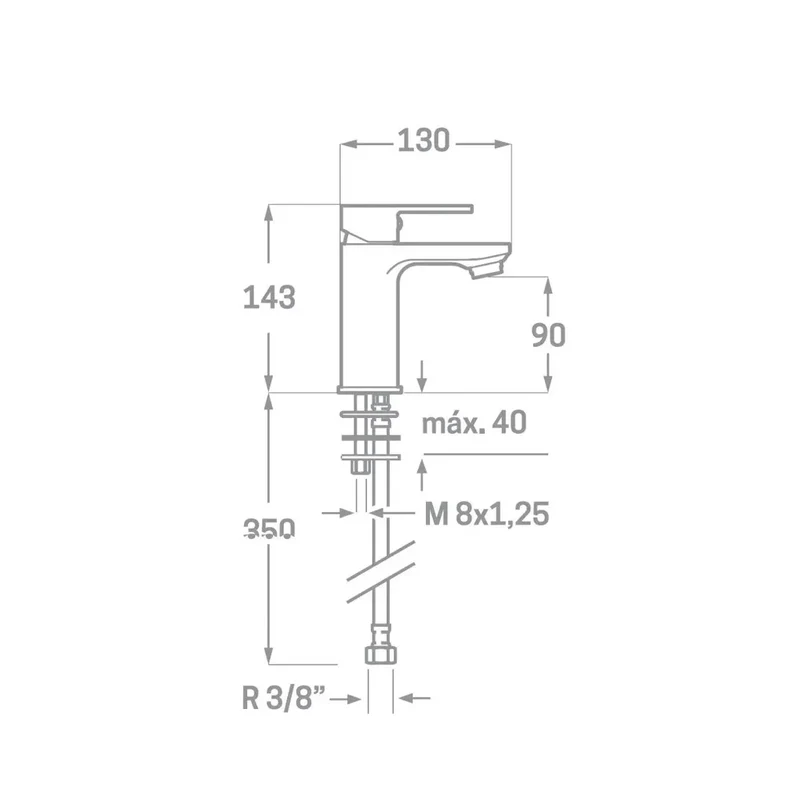 Grifo monomando para lavabo con acabado negro mate y conexiones Flexitub SKARA Källa
