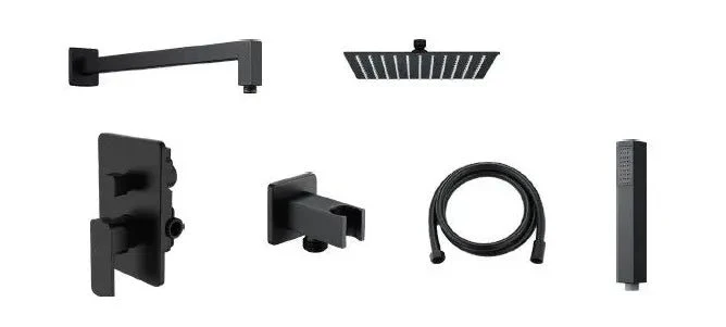 Conjunto de ducha a pared negro mate Skara de Källa