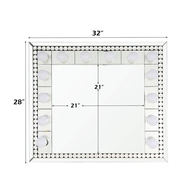 Farai - 28" Accent Mirror - Mirrored & Faux Crystal Diamonds