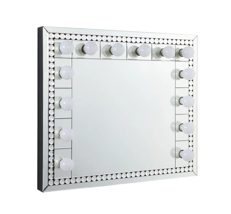 Farai - 28" Accent Mirror - Mirrored & Faux Crystal Diamonds