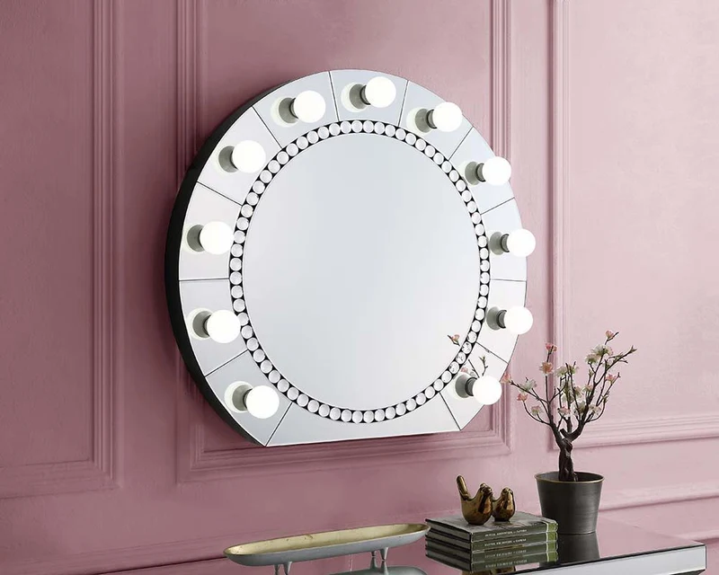Farai - 29" Accent Mirror - Mirrored & Faux Crystal Diamonds