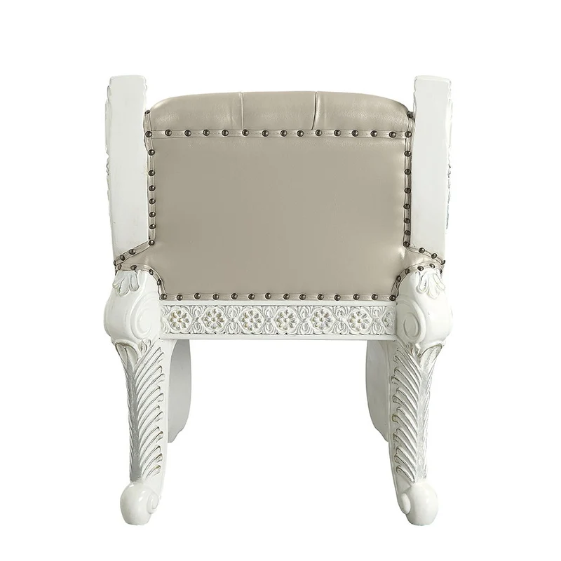 Vanaheim - Vanity Stool - Beige Synthetic Leather & Antique White