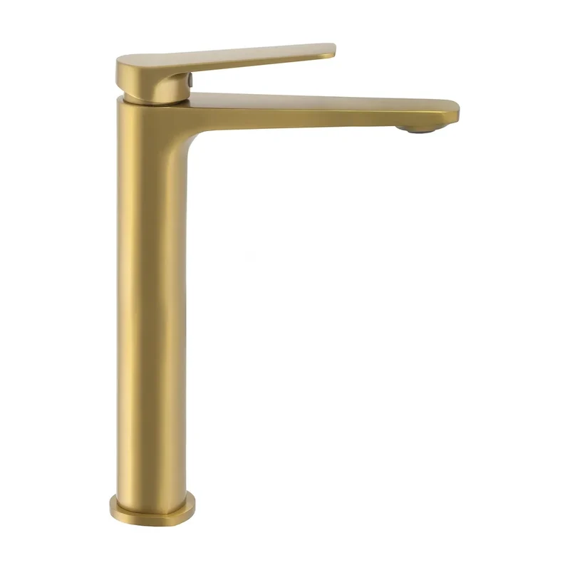 Grifo de lavabo alto monomando para pica o sobre encimera en oro mate Valdivia de Valaz