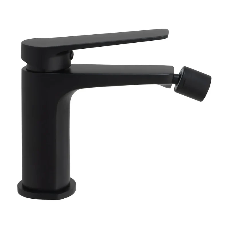 Grifo de bidé monomando negro mate compacto y redondeado con caño orientable Valdivia de Valaz
