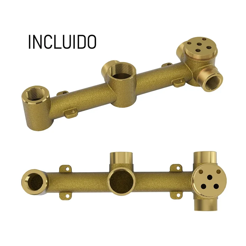 Ducha empotrada a techo monomando redonda con rociador de 25 cm en oro mate Guadiana de Valaz