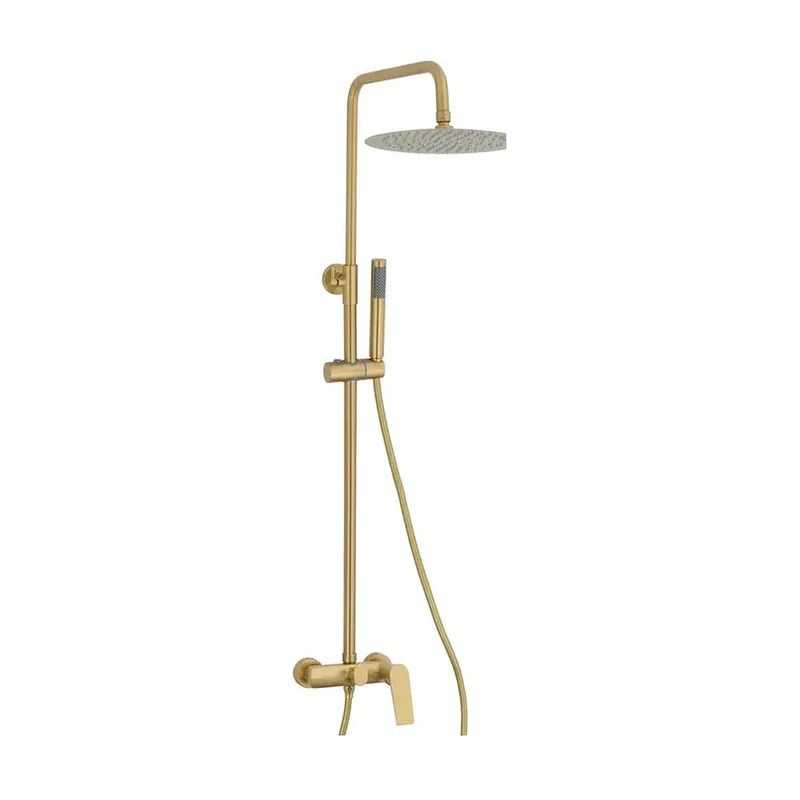 Barra de ducha monomando redonda ajustable 80 a 120 cm en oro mate Valdivia de Valaz