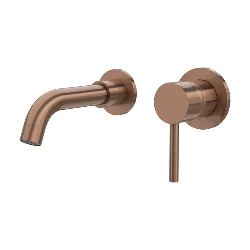 Grifo de lavabo empotrado monomando de 15 cm en oro rosa cepillado Guadiana de Valaz