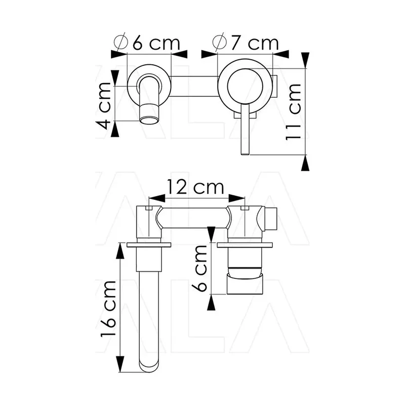Grifo de lavabo empotrado monomando de 15 cm en oro rosa cepillado Guadiana de Valaz