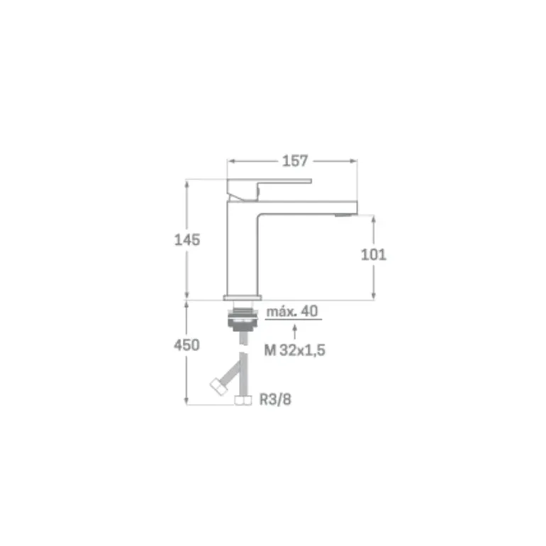 Grifo monomando lavabo con cartucho cerámico 26 mm con acabado negro mate de latón Kubic Kalla