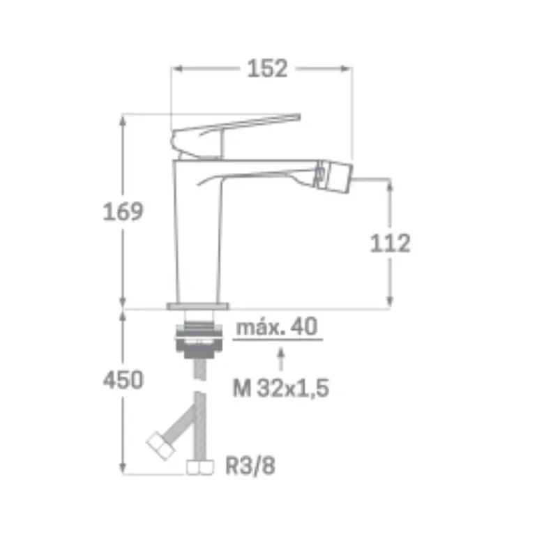 Grifo monomando de bidet con cartucho cerámico y acabado cromado de latón Fine Källa