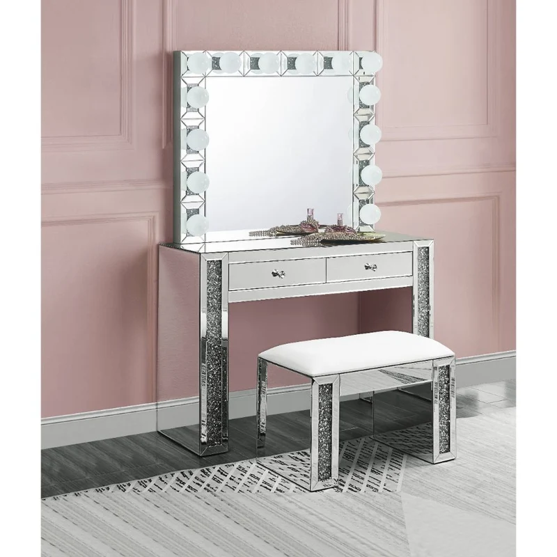 Noralie - 28" X 32" Accent Mirror - Mirrored & Faux Diamonds
