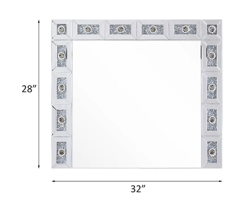 Noralie - 28" X 32" Accent Mirror - Mirrored & Faux Diamonds