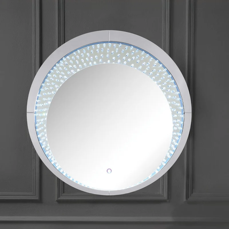 Nysa - 39" Accent Mirror With LED - Mirrored & Faux Crystals