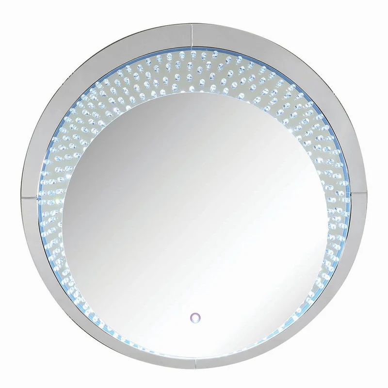 Nysa - 39" Accent Mirror With LED - Mirrored & Faux Crystals