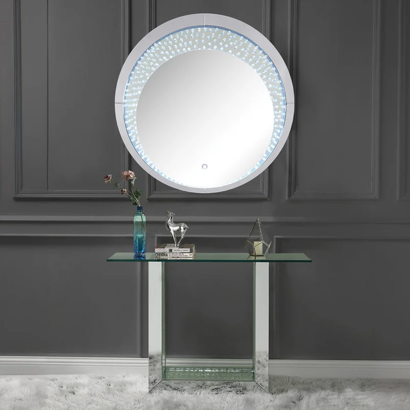 Nysa - 39" Accent Mirror With LED - Mirrored & Faux Crystals