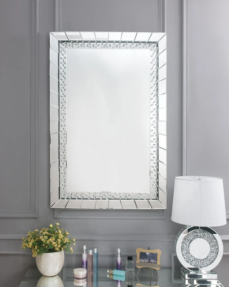 Nysa - 47" Accent Mirror - Mirrored & Faux Crystals