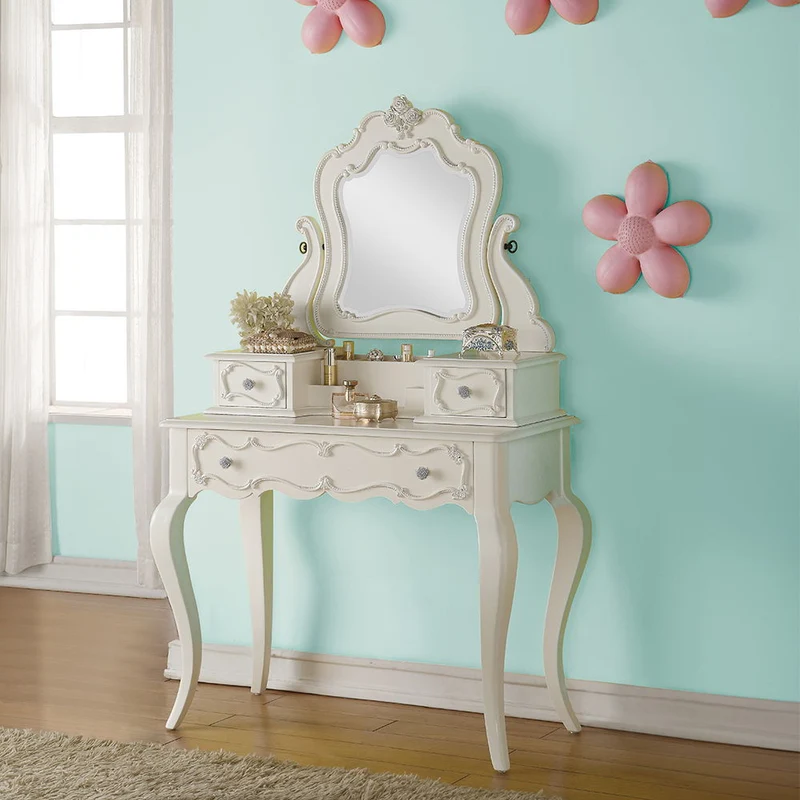 Edalene - Vanity Desk With Mirror - Pearl White